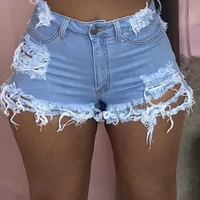 2022 new women fashion sexy plus size shorts jeans hole design high waist burrs slim denim shorts for night club