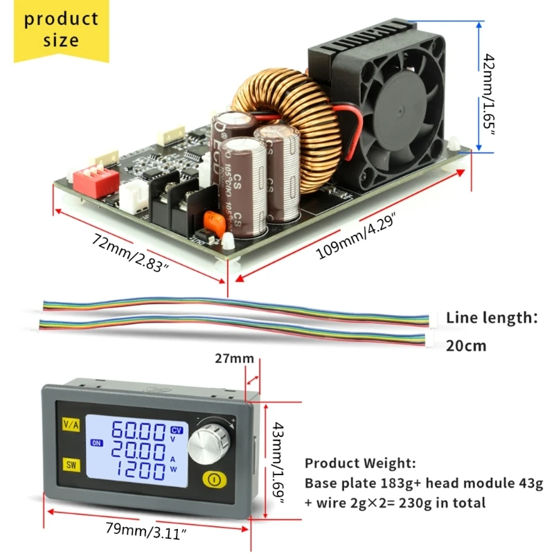 DC-DC 20A  Converter 6-70V to 0-60V Step-Down Voltage-Regulator High-Power Module with LCD Display XY6020L Drop Shipping images - 6