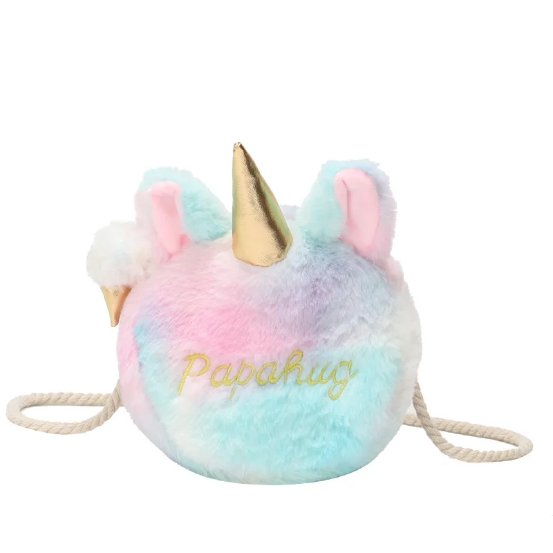 

Unicorn Plush Bag Cartoon Stuffed Animals Rainbow Horse Coin Purse Messenger Bag Kawaii Clothing Matching School Bag For Kids C