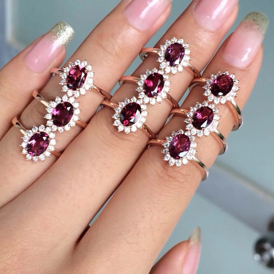 

[MeiBaPJ Fine Quality Natural Red Garnet Gemstone Trendy Ring for Women Real 925 Sterling Silver Charm Fine Jewelry