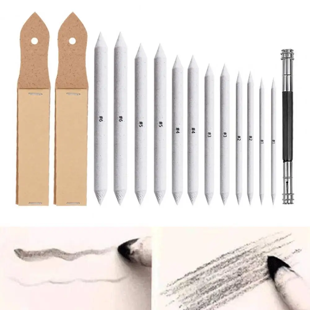 

High Durability Practical Tortillion Blending Stumps Sandpaper Pencil Sharpeners Eraser Set School Accessories