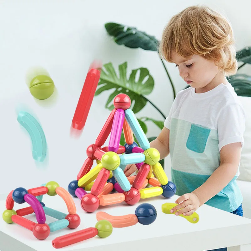 

Magnetic Building Blocks Toy Children DIY Magnet Sticks Balls Construction Set Games Montessori Educational Toys For Kids Gifts