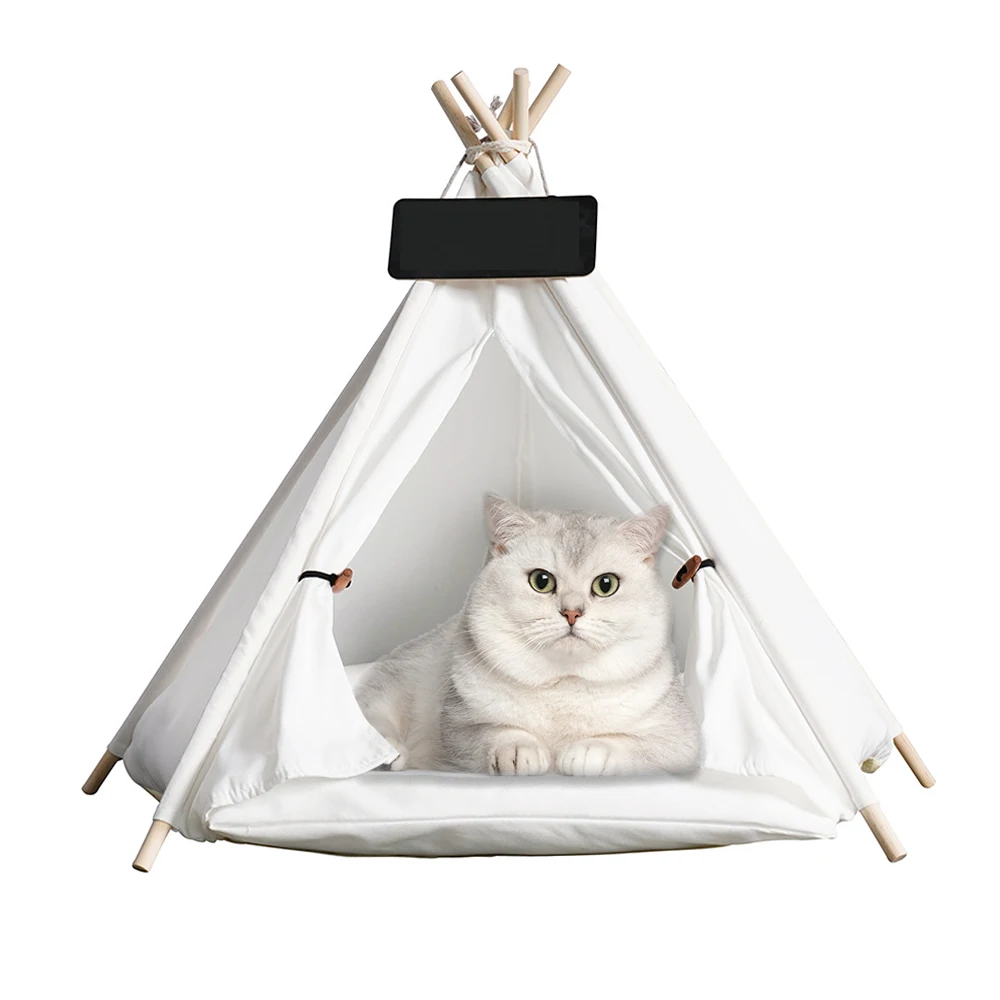 

Pet Tent House Cat Dog Bed Soft Pet Basket Portable Canvas Washable Cave for Dog Puppy Outdoor Indoor Teepee Thick Cushion