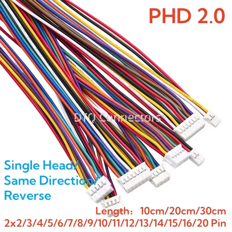 5 шт. коннектор для кабеля PHD2.0 PHD 2 0 мм 2x2/3/4/5/6/7/8/9/10/11/12/13/14/15/16/20 Pin штепсельная