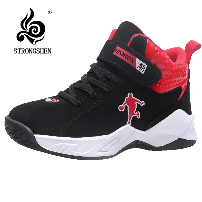 

STRONGSHEN Kids Shoes Boys Basketball Shoes High Quality Top Soft Non-Slip Sneakers Sole Children Sport Outdoor Trainer Shoes