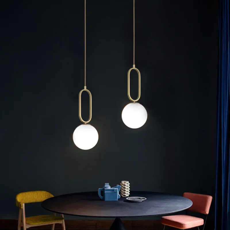 Современный светодиодный подвесной светильник в виде стеклянного шара для