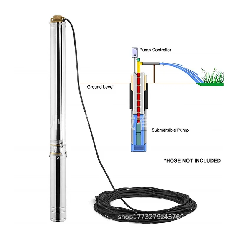 Погружной насос для глубоких скважин 4 дюйма 0 75 кВт 1 л.с. 6500 л/ч кабель 20 м коробка