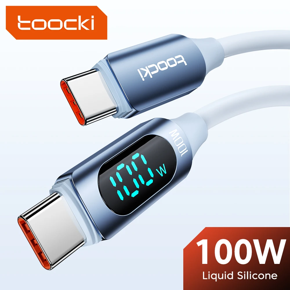 

Toocki PD 100W Usb Type C Cable To Usb C 6A Fast Charging Charger Wire Cord for Oppo Realme Huawei Poco Samsung Display Cable