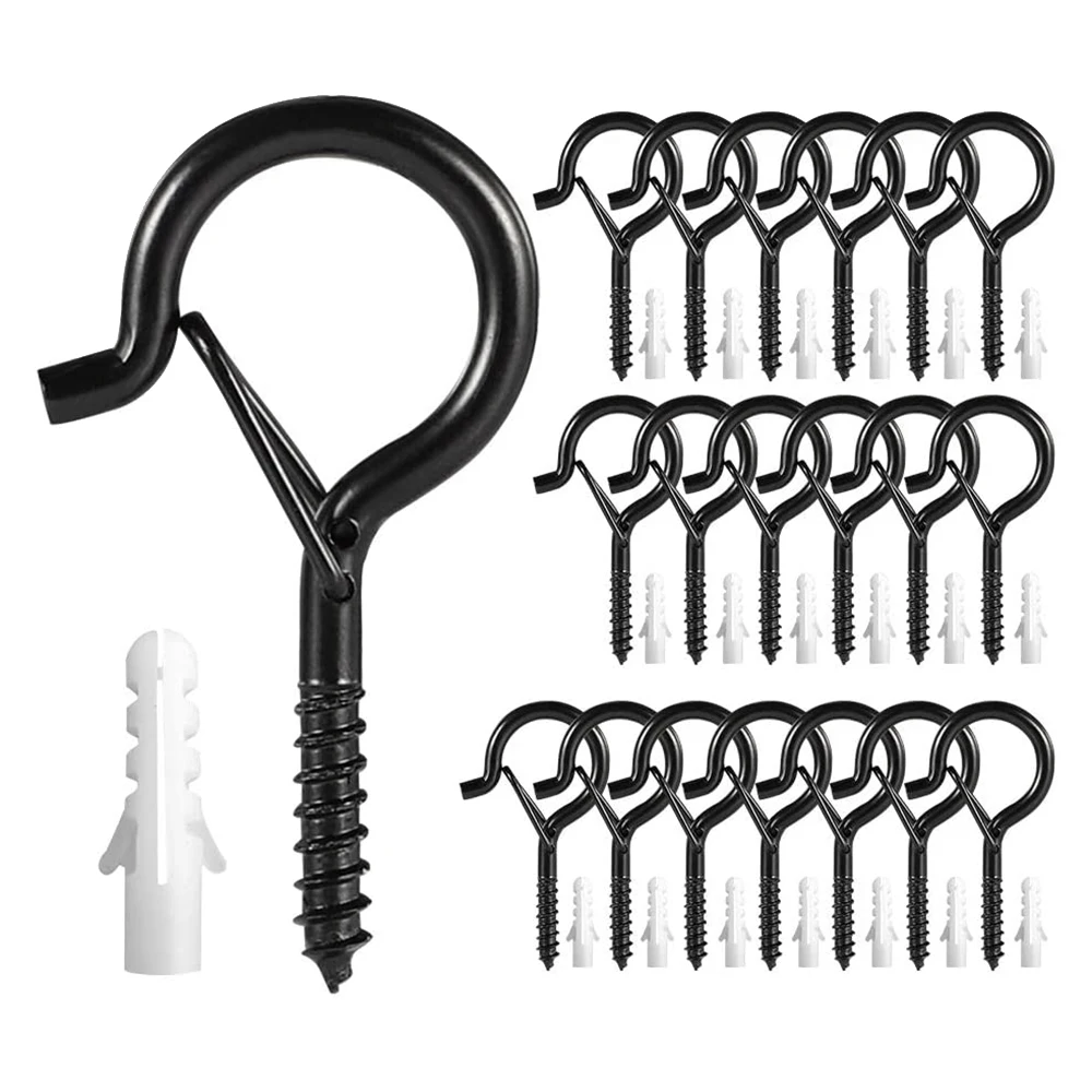

20 Pack Q-Hanger Hooks with Safety Buckle Wall Cabinet Ceiling Hooks for String Lights Plants Wind Chimes Light Clips