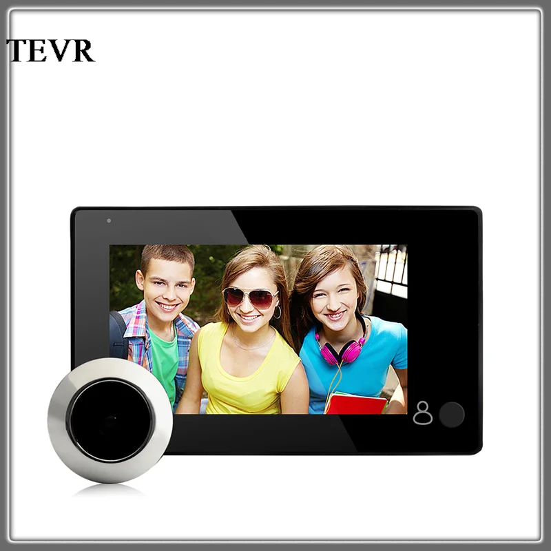 

1080P Hole Door Camera 4.3 Inch Color Screen with Doorbell LED Light Electronic Doorbell Viewer Security M4300B
