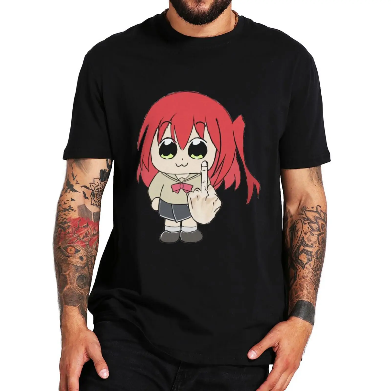 

Ikuyo Kita's Middle Finger T Shirt Bocchi the Rock Meme Anime Fans Tee Tops 100% Cotton Unisex Casual Men Women T-shirt EU Size