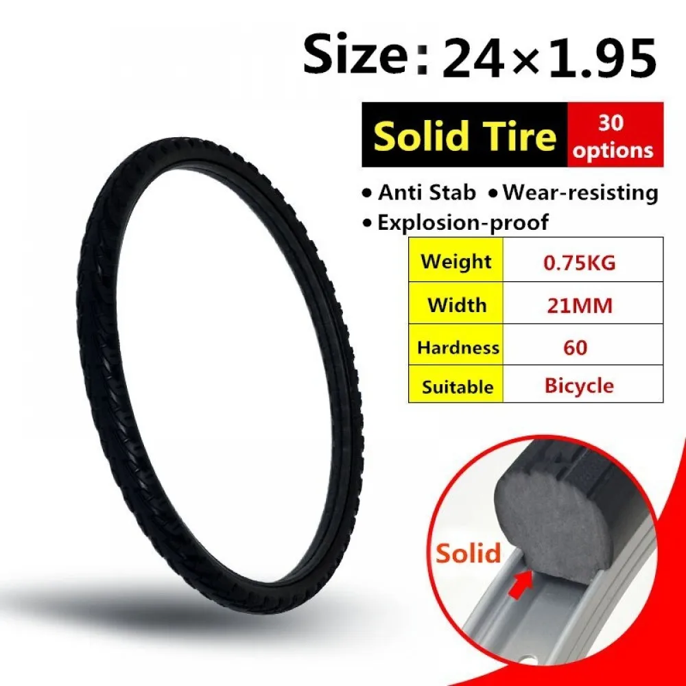 

Solid Bicycle Tire Riding MTB Bike Tire Bike Tire Bicycle Cycling Tubeless Tyre 24inch BMX Bike Tire Bicycle Tires 24*1.95