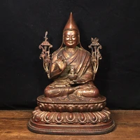 10 tibetan temple collection old bronze cinnabar mud gold master tsongkhapa lotus platform worship buddha town house exorcism