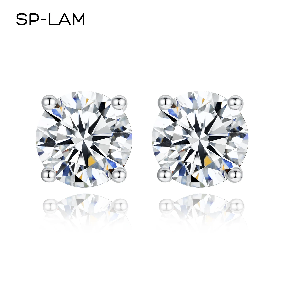 Простые серьги 925 Женские Классические Стильные с четырьмя зубцами один карат