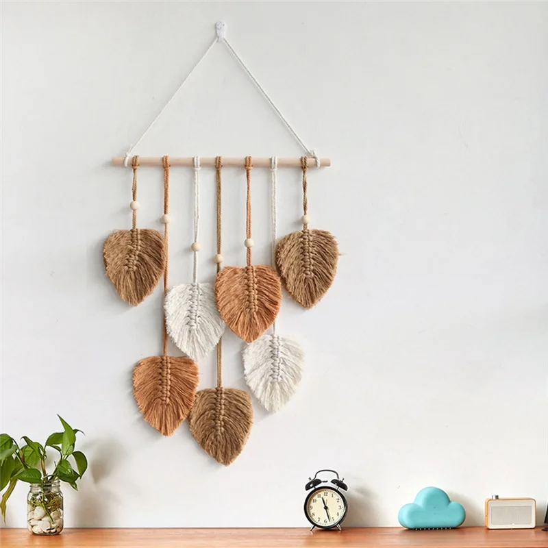 Лист макраме настенный декор для комнаты в стиле бохо тканый эстетический