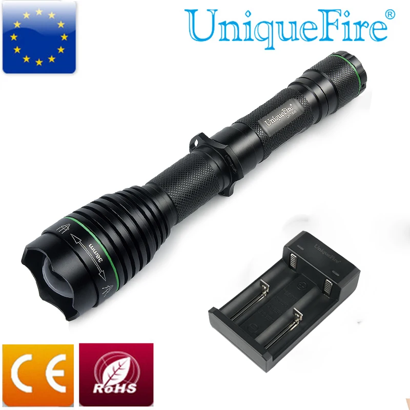 

UniqueFire UF-1508 XM-L Led High Brightness Aluminum Alloy Flashlight Zoom 5 Modes White Light Torch+ Charger