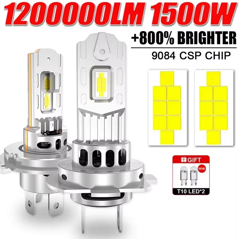 Фото H7/H4 фары Bi светодиодные лампы для автомобиля CANBUS 6500K 1500 Вт высокой мощности автоматические фонари мини беспроводной турбовентилятор автомобильные светодиодные фары №1