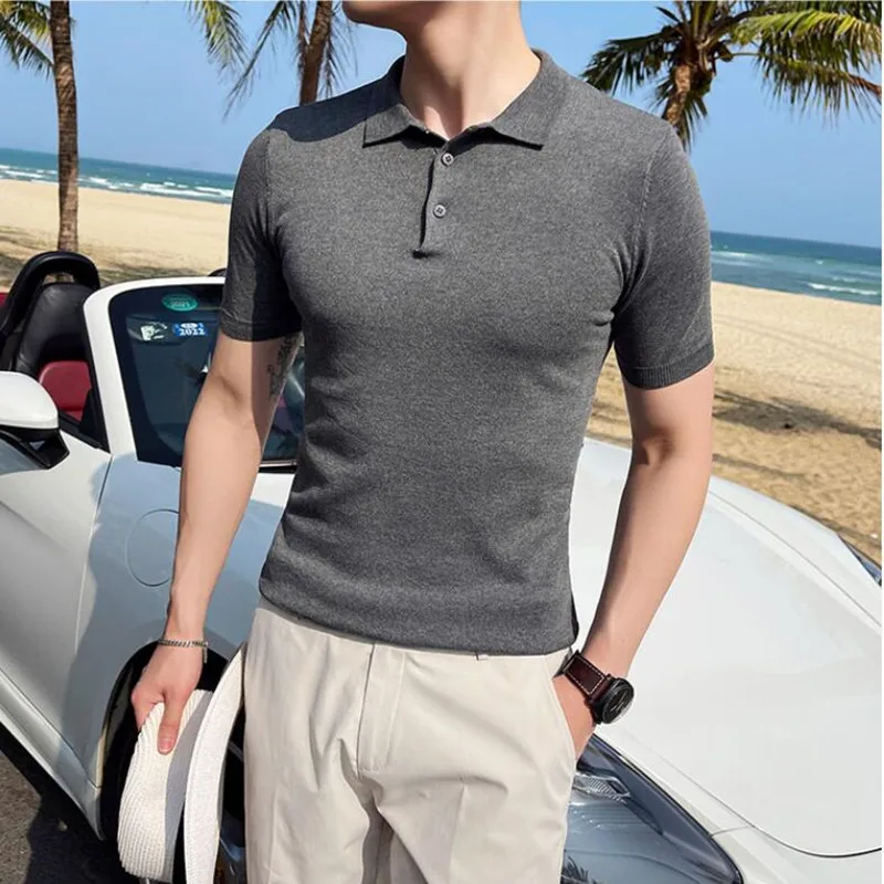 

2022 Summer New Style Letter Printing High Quality Men's POLO Shirt Pique Cotton Short-Sleeved Casual Breathable Lapel Men Shirt