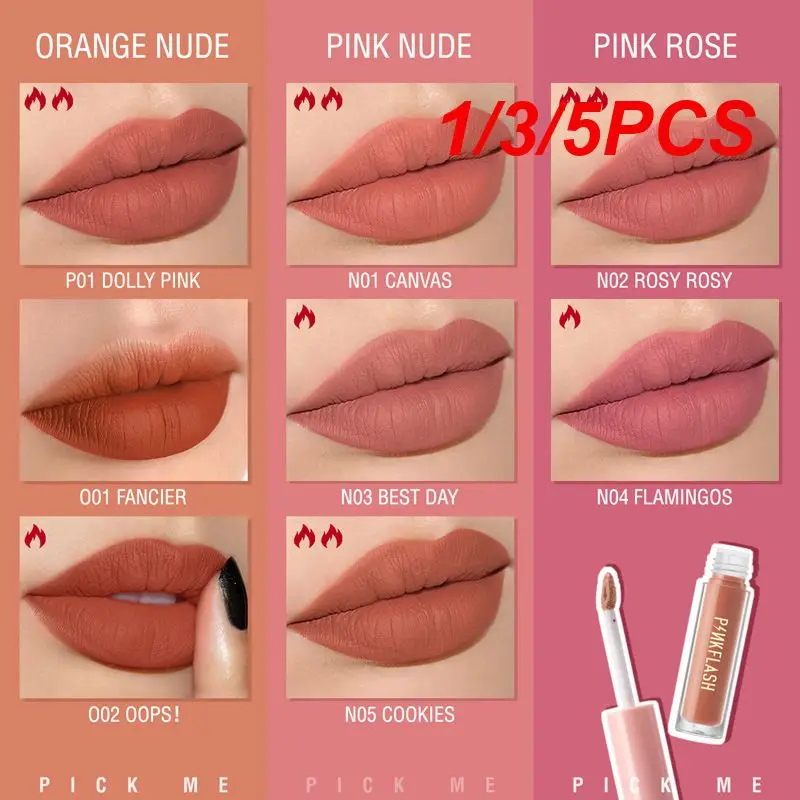 

1/3/5 шт., Матовый жидкий Блестящий Блеск для губ