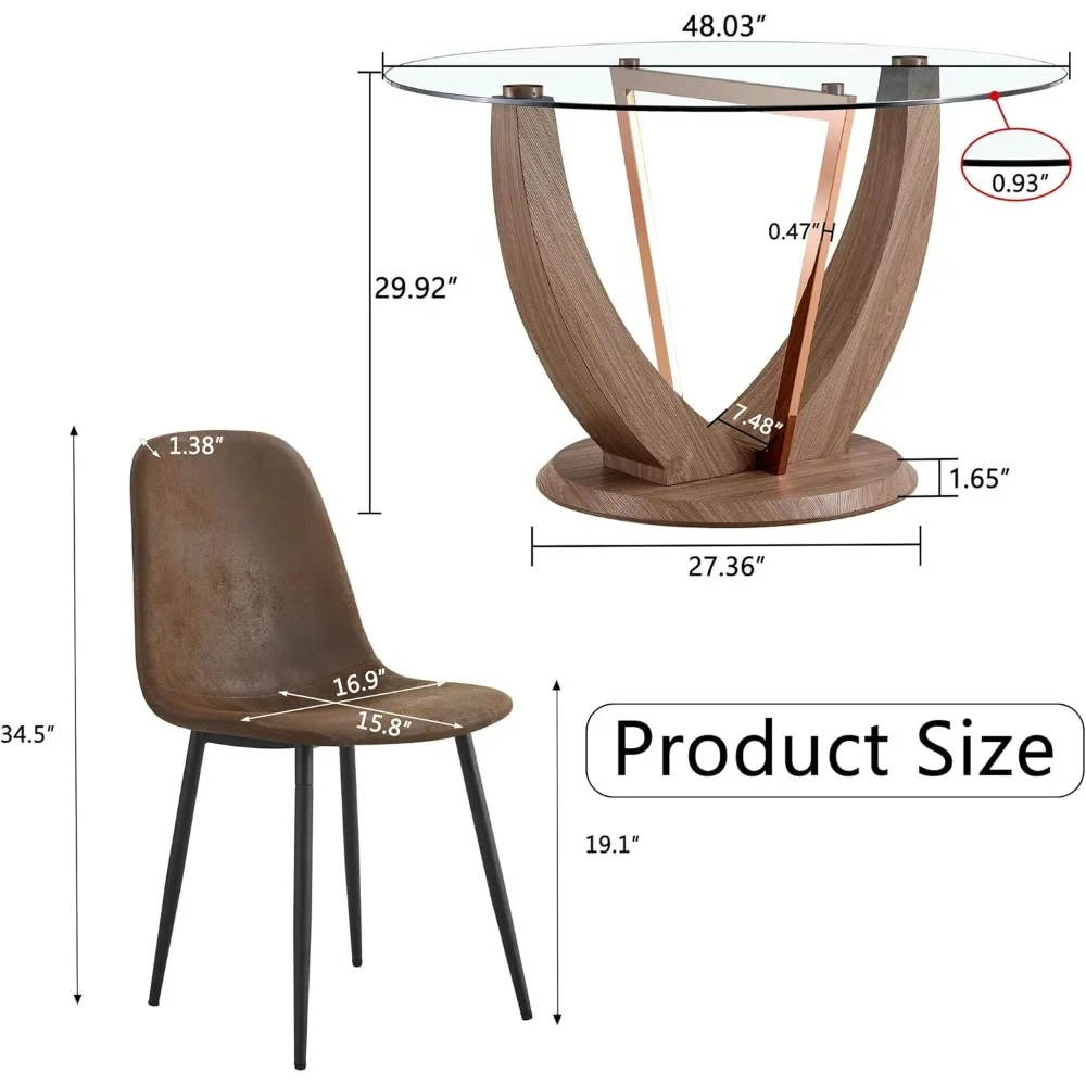 Набор круглых обеденных столов для 4 человек зеркальный коричневый стул квартиры