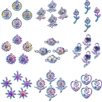 10pcslot rainbow color rose flower bulk charms pendant accessories bulk necklace earring findings for jewerly making materials