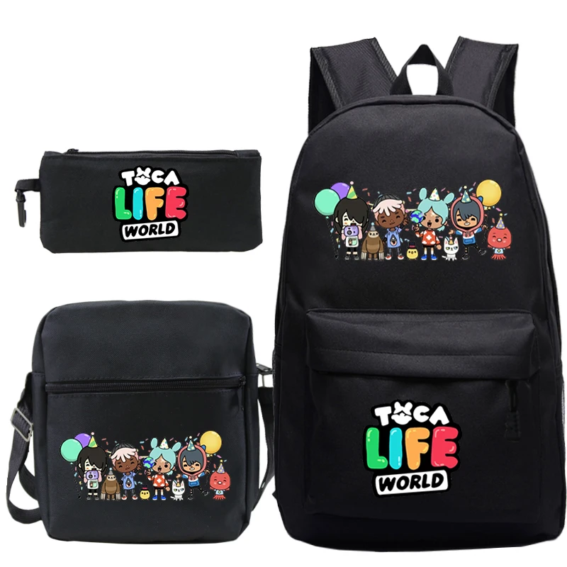 

Children Penbags Toca Life World School Rucksack for Boys Girls Cartoon Mochilas Messenger Bag Kids Student 3pcs/set Backpacks