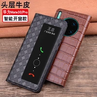 new luxury genuine cow leather magnetic window flip cover mobile phone book case for huawei mate 30 pro phone cases funda