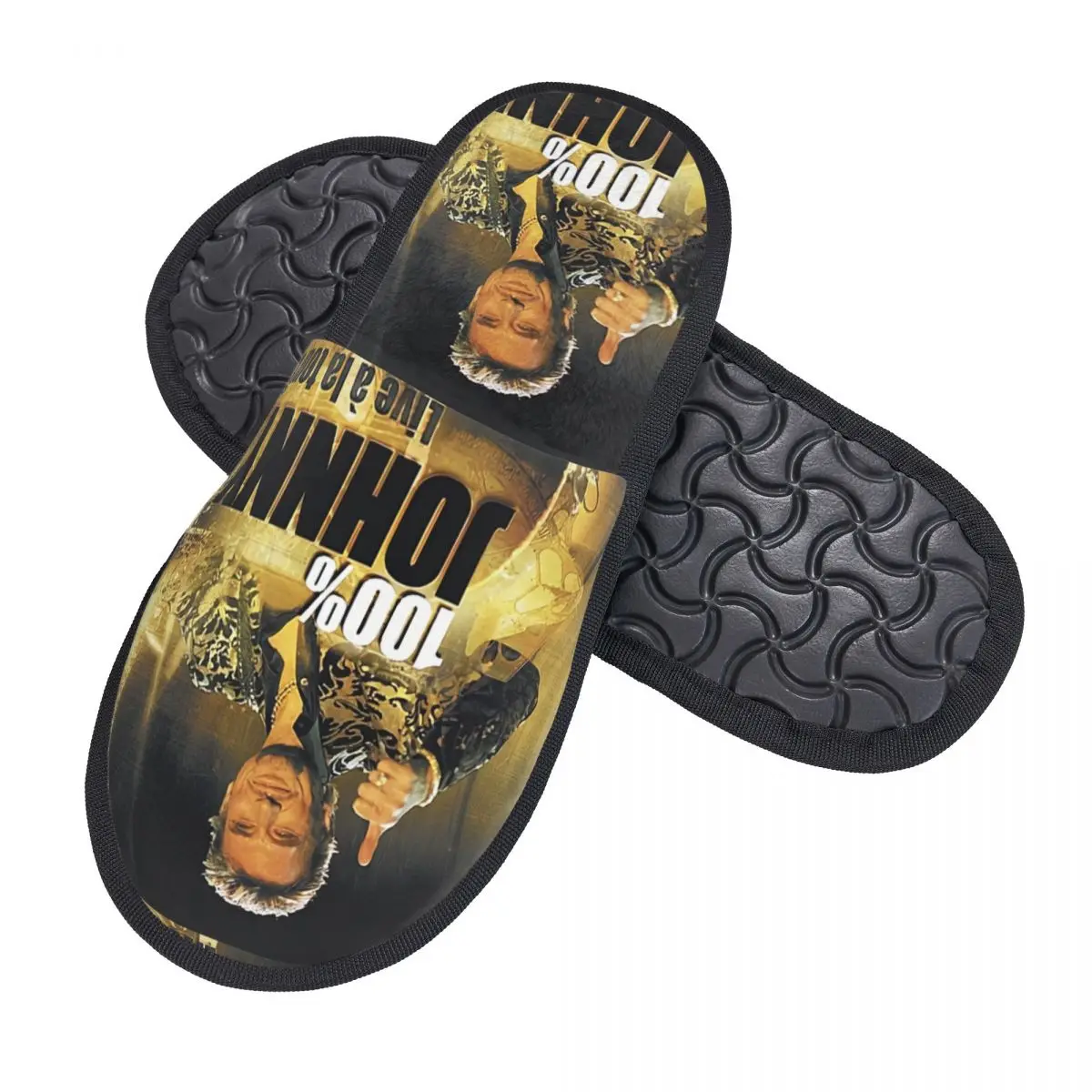 Фото Custom Johnny Hallyday Guest Slippers for Bathroom Women French Rock Singer House Slipper №2