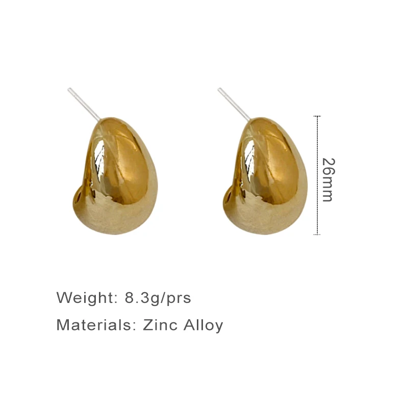 Металлические серьги-гвоздики в форме бобы для женщин Модная бижутерия простой