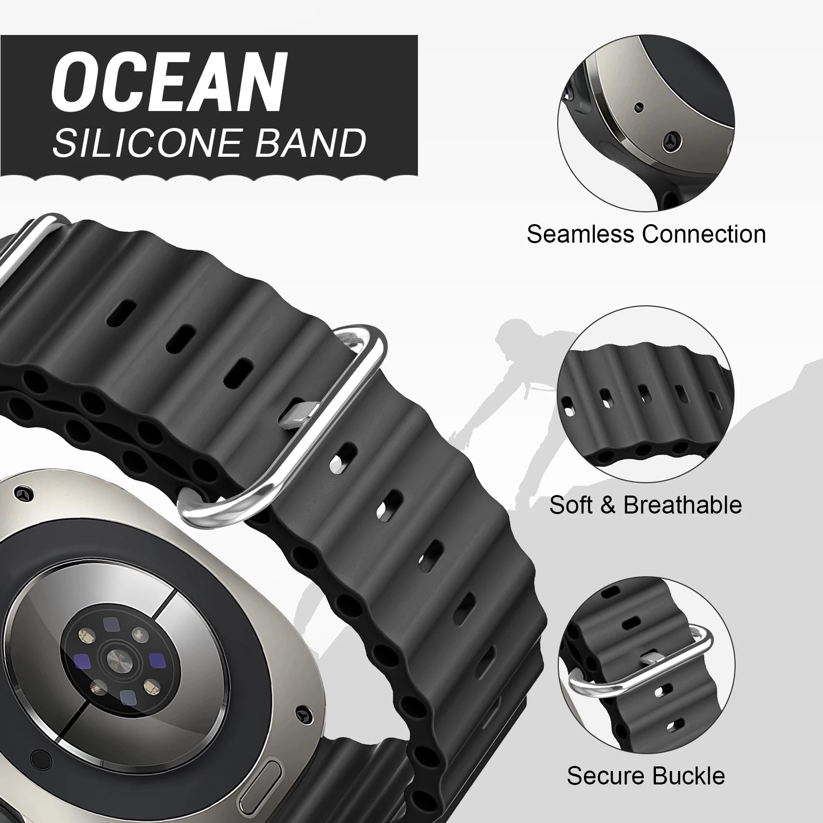 Ocean Band для Samsung Galaxy Watch 7 Ultra 47 мм спортивный силиконовый браслет корреа ремень