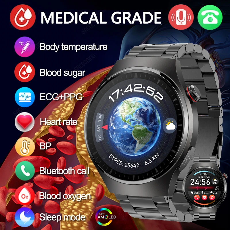 

2023 New Blood Sugar Monitor Smart Watch ECG+PPG Bluetooth Call 466*466 HD AMOLED 1.43 inch Full Touch Screen Fashion Smartwatch