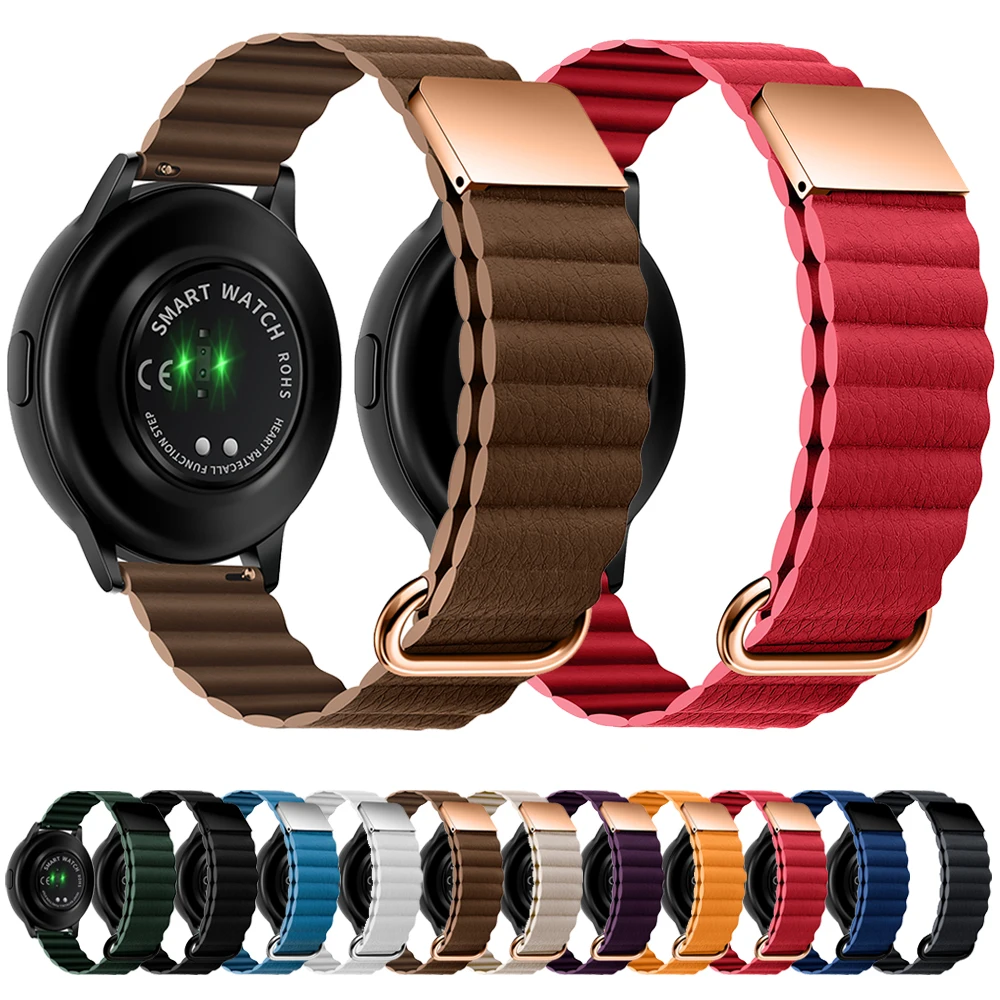 

Leather Strap For Samsung Galaxy Watch 4 Classic 46mm 42mm Magnetic Loop Bracelet Watch4 44mm 40mm 3 Active2 20/22mm Watch Bands