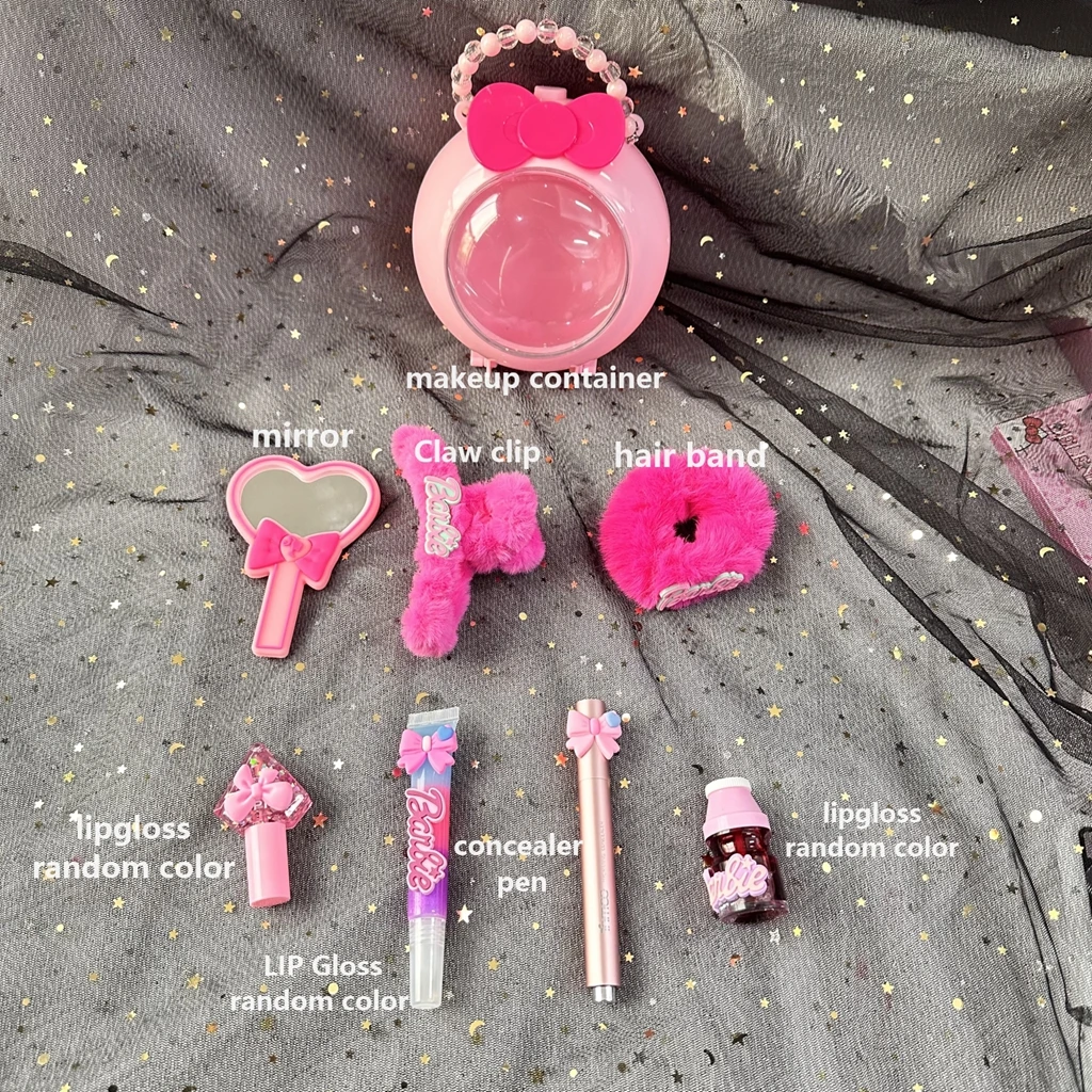 

Makeup Gift Box 8Pcs Pink Style LIP Gloss Claw clip Hair Band Mirror Concealer Pen Hot Sale Cosmetics