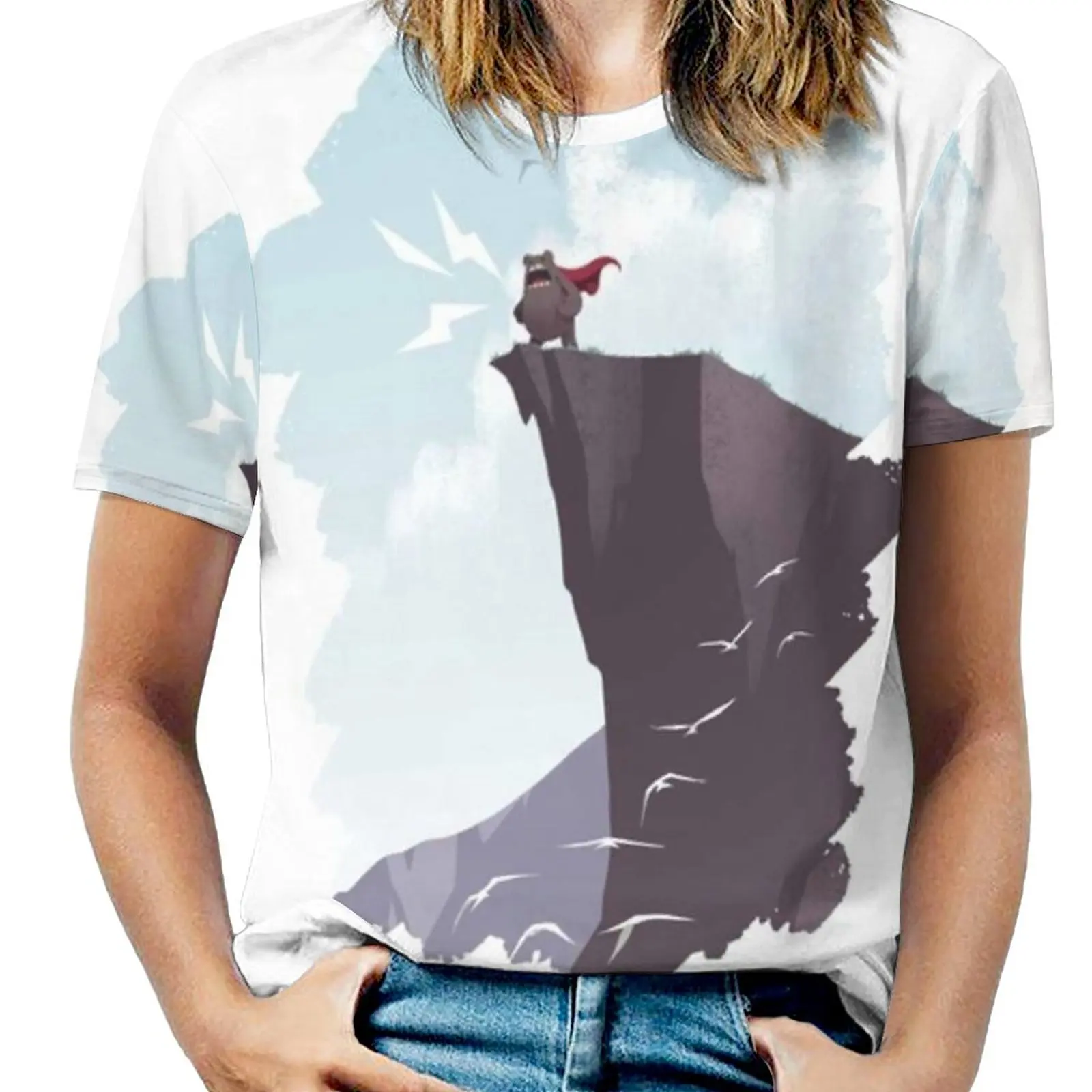 

Футболка женская с круглым вырезом, коротким рукавом и принтом восхода солнца