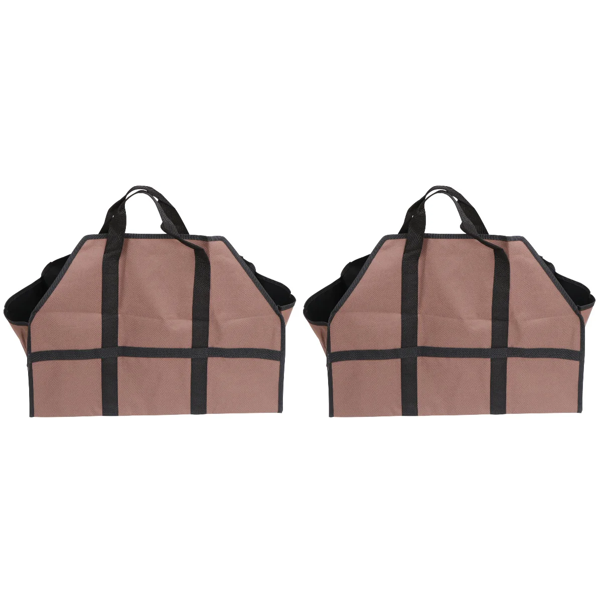 

2 pcs Coffee Durable Practical Large Capacity Firewood Handbag Firewood Holder for Transport Storage Fireplace