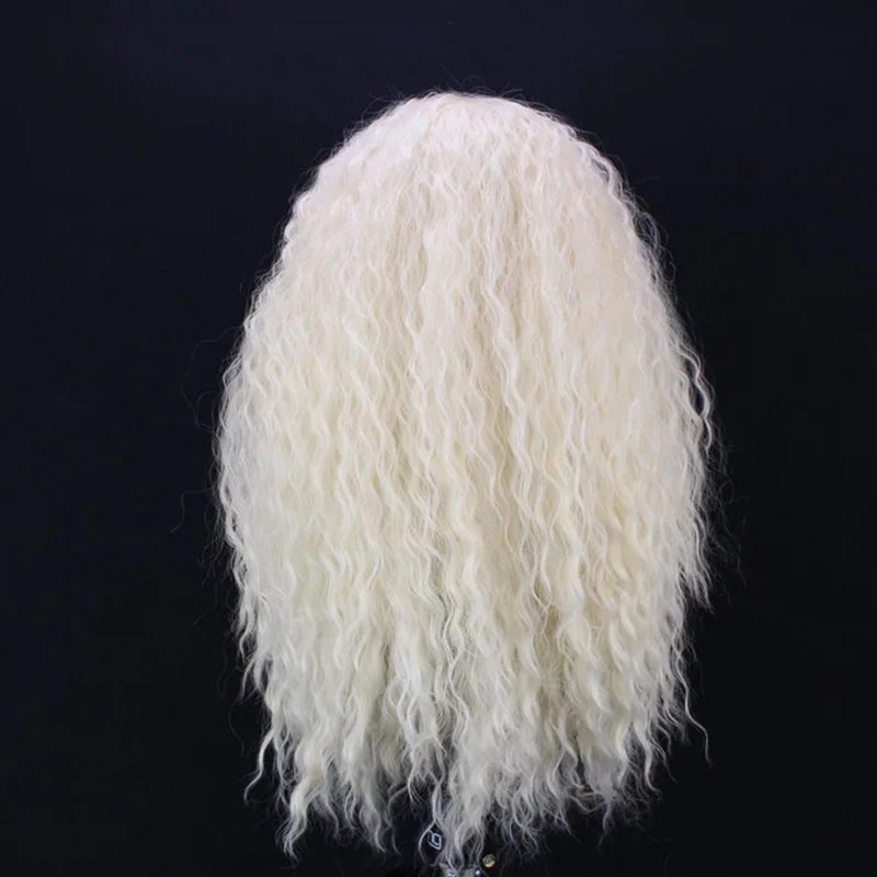 Синтетический кудрявый передний парик на сетке медовый светлый 10% человеческий