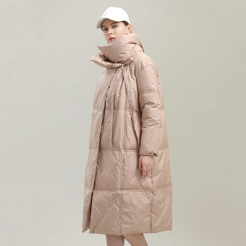 Winter Pure Color White Eiderdown Fashion Women's High-end Women's Down Coat Comfortable Casual Warm Ladies Double-breasted Coat