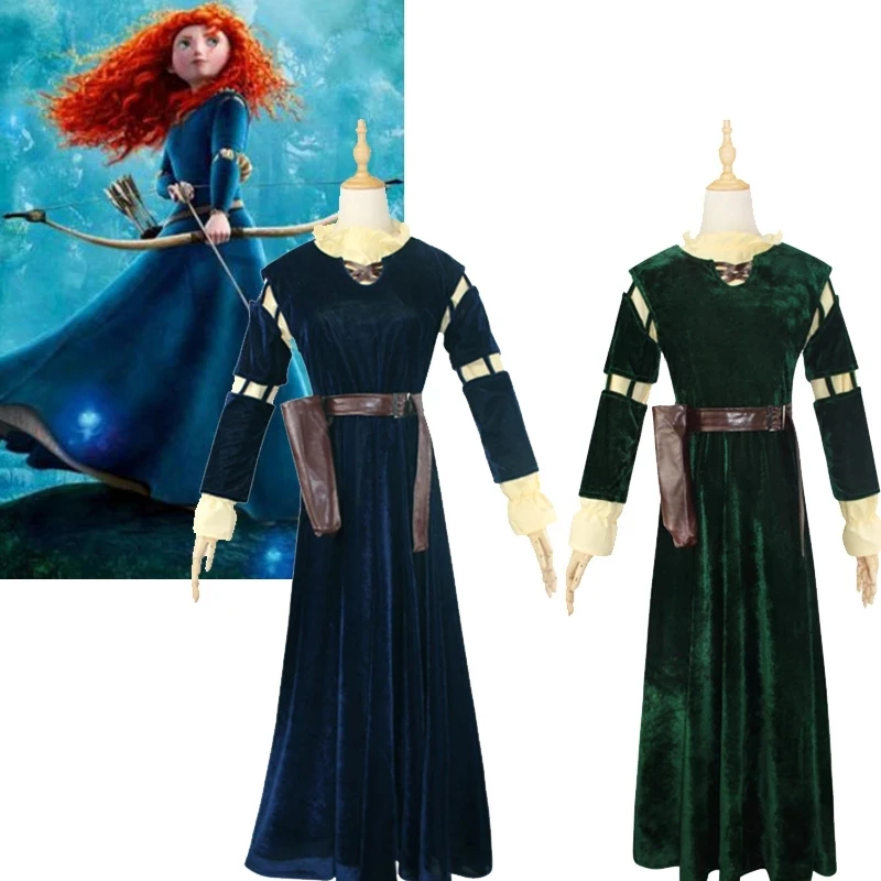 

New Anime Brave Merida Cosplay Costume Dress Wigs Princess Women Female Adult Dress Halloween Party Stage Costumes