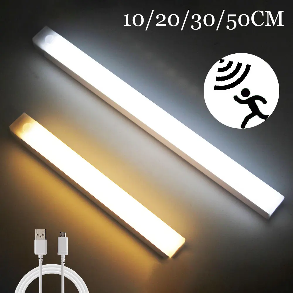 

LED Nightlight Night Light Motion Sensor LED 10 20 30 50CM USB Cabinet Lamp Wardrobe Lamp for Kitchen Wardrobe Cupboard Bedroom