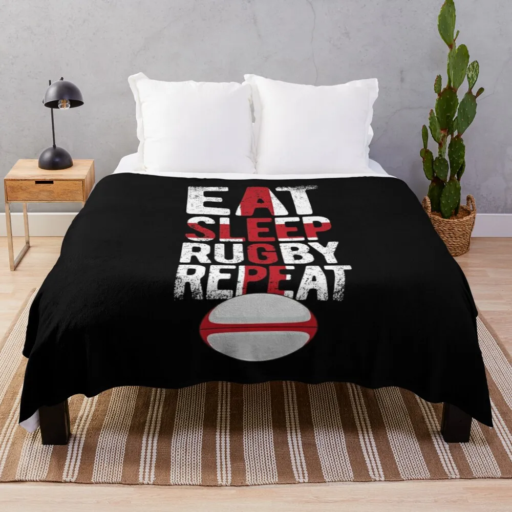 

Eat sleep rugby repeat england rugby Throw Blanket Blanket fleece flannel fabric fluffy soft blankets blankets for sofas