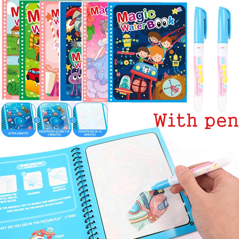 

Magical Water Drawing Book Montessori Toys Reusable Coloring Book Magic Water Drawing Book Sensory Early Education Toys For Kids