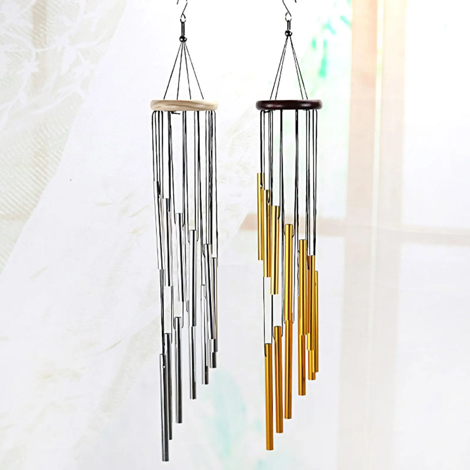 Купи Outdoor Metal Wind Chimes Yard Garden Tubes Bell Home Wall Decor Wooden Hanging Antique Wind Chime Wind T9p9 за 143 рублей в магазине AliExpress