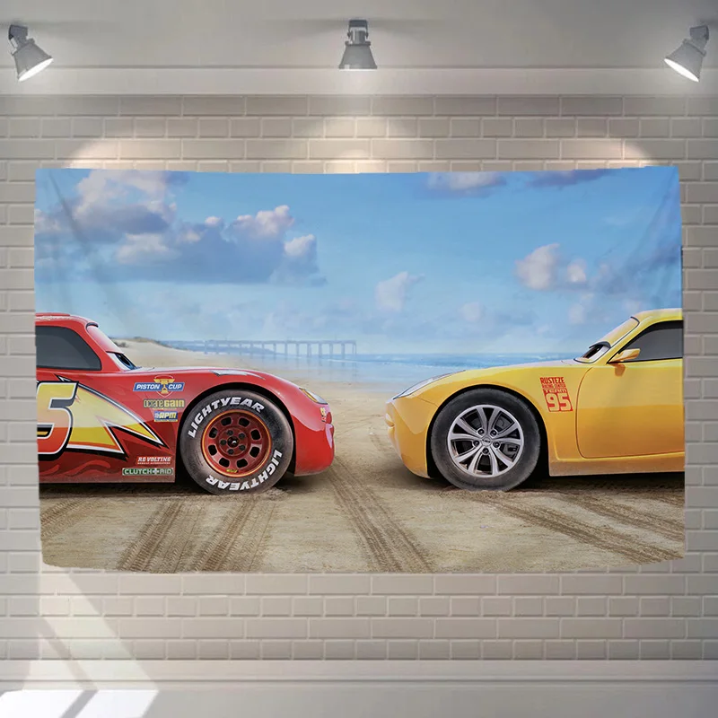 Автомобили мультфильм молния McQueen фоновый гобелен гостиная украшение фон