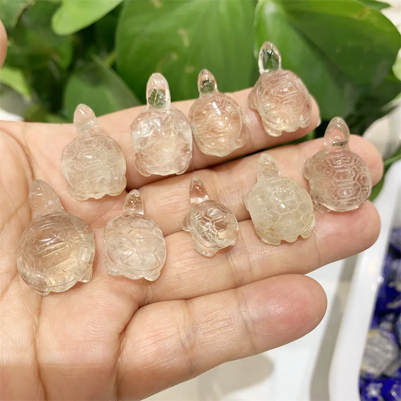 

5pcs Natural Clear Quartz Tortoise Crystal Carved Animal Figurine Pendant Crafts Gift Jewelry Women