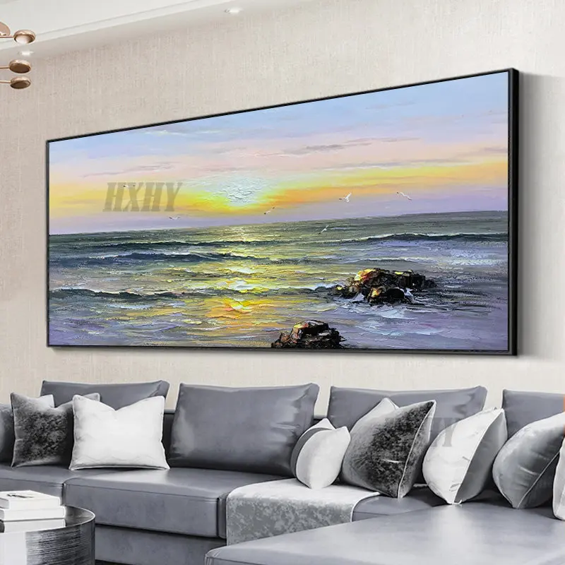 

Expert Painter Handwork High Quality Abstract Oil PaintingSunrise Over the sea on Canvas Oil Painting for Living Room