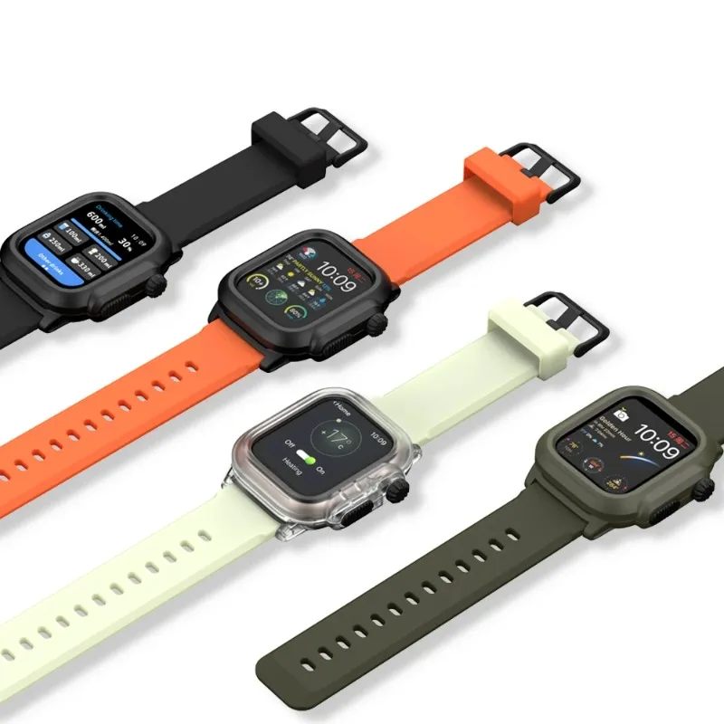 Фото Водонепроницаемый чехол + ремешок для Apple Watch 45 мм, 44 мм, 41 мм, 40 мм, 42 мм, силиконовый ремешок для занятий спортом на открытом воздухе для iWatch 9, 8, 7, 6, 5, 4 SE №4