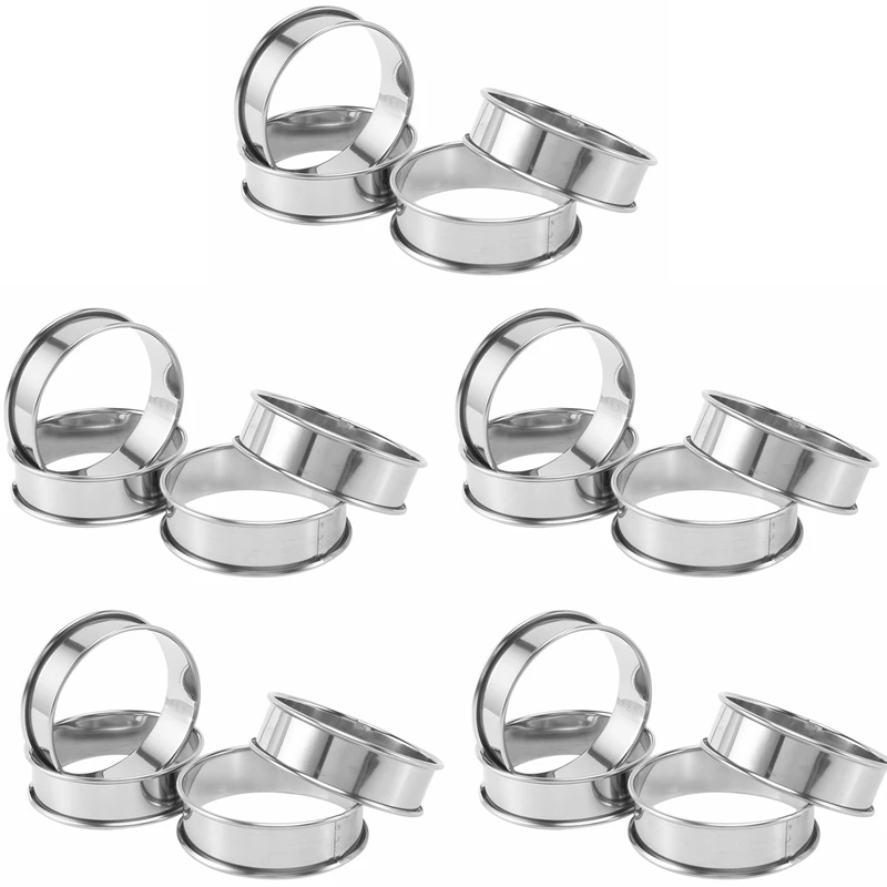 

Quality 20X Double Rolled Tart Rings, English Muffin Rings Professional Crumpet Rings