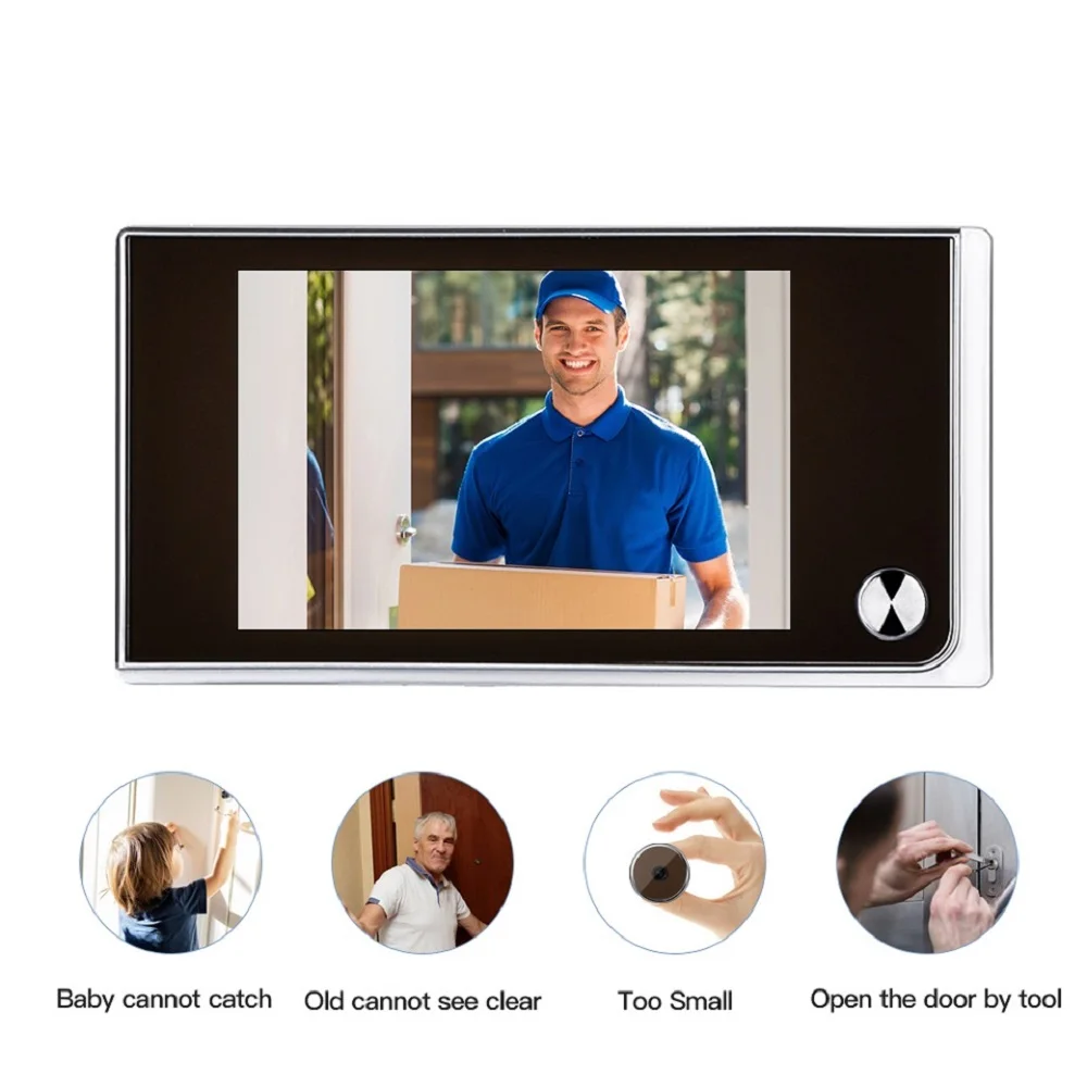 

Video Doorbell 120 Degree Peephole Viewer Video Eye Door Bell Smart Home Outdoor Wireless Camera Monitor Visual Doorbell 3.5inch