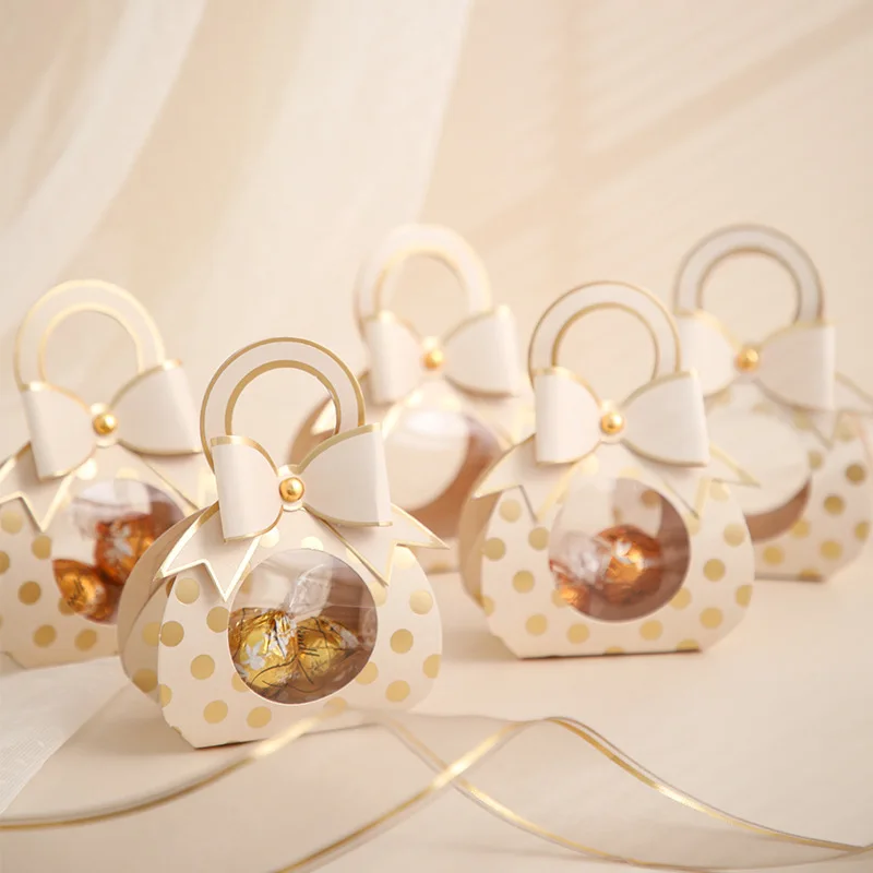 

10 шт./лот коробки для конфет с бантом в горошек шоколадные печенья Подарочная Упаковочная коробка для свадьбы дня рождения вечеринки Baby Shower ...