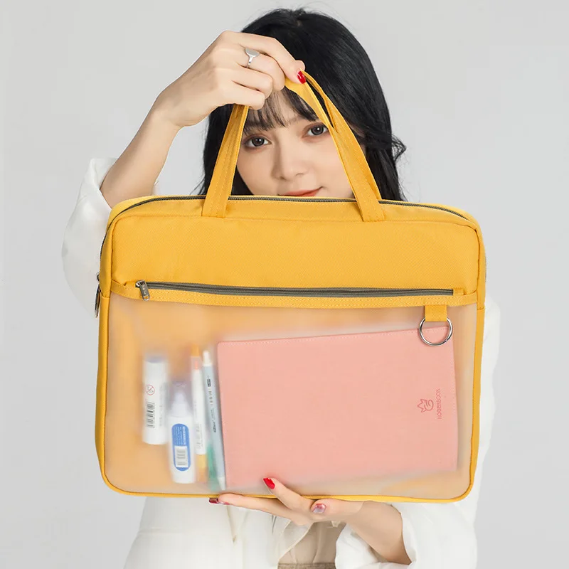 Refreshing Cute Girl Briefcase Large-capacity Data Test Paper Storage Bag Multifunction Document Organize Handbag Accessories
